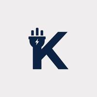 eerste letter k elektrisch pictogram logo ontwerpelement. eps10 vector