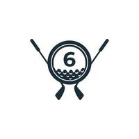 golfsport-logo. nummer 6 voor golf logo vector ontwerpsjabloon. eps10 vector