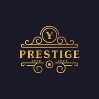 letter y luxe logo bloeit kalligrafische elegante ornamentlijnen. zakelijk teken, identiteit voor restaurant, royalty, boetiek, café, hotel, heraldisch, sieraden en mode-logo ontwerpsjabloon vector