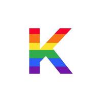 letter k gekleurd in regenboogkleuren logo-ontwerpinspiratie voor lgbt-concept vector