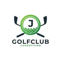 golfsport-logo. letter j voor golf logo vector ontwerpsjabloon. eps10 vector