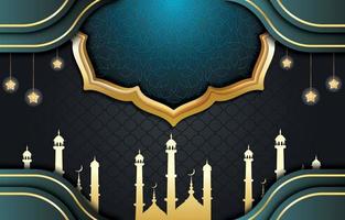 elegante ramadan kareem-achtergrond met zwart en groen kleurontwerp