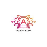 technologie beginletter een logo-ontwerpsjabloon element. vector