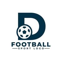 letter d met voetbal logo-ontwerp. vectorontwerpsjabloonelementen voor sportteam of huisstijl. vector