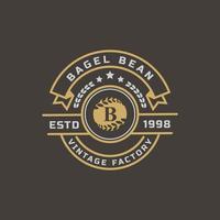 vintage retro badge voor letter b voor bagels logo embleem ontwerp symbool vector