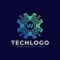 technologie eerste letter w logo-ontwerpelement sjabloon. vector
