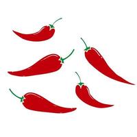 doodle verse rode hete chili peper. keuken biologische vector pittige smaak chili peper met handgetekende cartoon stijl geïsoleerde vector