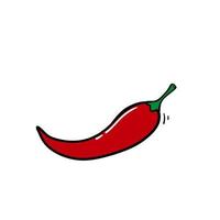 doodle verse rode hete chili peper. keuken biologische vector pittige smaak chili peper met handgetekende cartoon stijl geïsoleerde vector