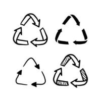 recycling doodle pictogram symbool illustratie geïsoleerd op wit vector