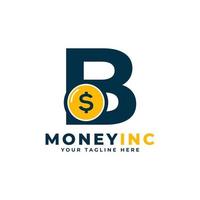 contant logo. letter b met munt geld logo ontwerpsjabloon vector