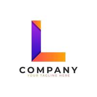 creatief eerste letter l-logo modern en elegant. paarse en oranje geometrische vorm pijlstijl. bruikbaar voor bedrijfs- en merklogo's. platte vector logo-ontwerpideeën sjabloon element. eps10 vector