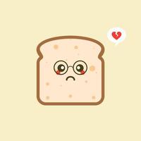 vector grappige stripfiguur schattig gesneden brood geïsoleerd op een achtergrond met kleur. bakkerij label mascotte. vector platte cartoon karakter illustratie pictogram. toast, goedemorgenkaart, ontbijtconcept