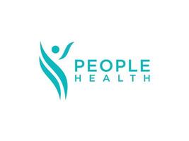 abstracte gezondheid mensen logo. groene en blauwe hand getekende menselijke pictogram eerste h brief geïsoleerd op een witte achtergrond. platte vector logo-ontwerpsjabloon sjabloon.