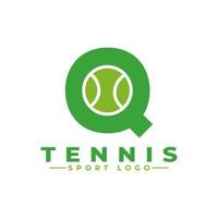 letter q met tennislogo-ontwerp. vectorontwerpsjabloonelementen voor sportteam of huisstijl. vector