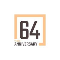 64-jarig jubileumfeest vector met vierkante vorm. de gelukkige verjaardagsgroet viert de illustratie van het sjabloonontwerp