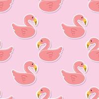 naadloze flamingo sticker in zomer cartoon patroon vector