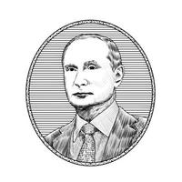 Surakarta Indonesië - 3 maart 2022, vladimir Putin illustratie op witte achtergrond vector