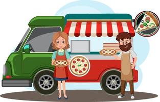 vlooienmarktconcept met foodtruck vector