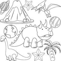 een set van doodle dinosaurus thema vector