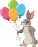 schattig konijntje met kleurrijke ballonnen vector