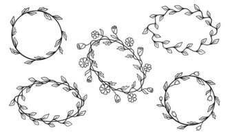 set frames van bladeren en bloemen voor tekst. vector