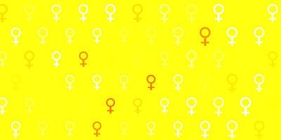 lichtrode, gele vectorachtergrond met de symbolen van de vrouwenmacht. vector