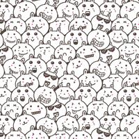 Bunny Doodle Art Pattern Background. Vector illustratie.