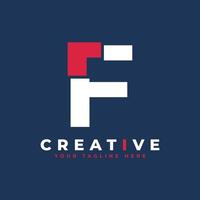 eenvoudig eerste letter f-logo. wit en rood vormen een uitgesneden letterstijl. bruikbaar voor bedrijfs- en merklogo's. platte vector logo-ontwerpideeën sjabloonelement.