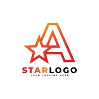 letter a star-logo lineaire stijl, oranje kleur. bruikbaar voor winnaar, award en premium logo's. vector