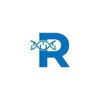 eerste letter r genetische dna pictogram logo ontwerp sjabloon element. biologische illustratie vector