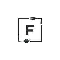 restaurantlogo. beginletter f met lepelvork voor restaurant logo pictogram ontwerpsjabloon vector