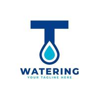 waterdruppel letter t eerste logo. bruikbaar voor natuur- en branding-logo's. platte vector logo ontwerp ideeën sjabloon element