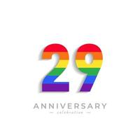 29-jarig jubileumfeest met regenboogkleur voor feestgebeurtenis, bruiloft, wenskaart en uitnodiging geïsoleerd op een witte achtergrond vector