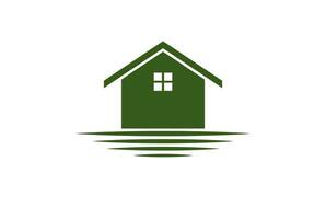 eenvoudig water strand meer rivier kreek huis hut huisje villa chalet logo ontwerp vector