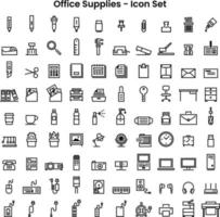 vector overzicht platte pictogram sets van kantoorbenodigdheden 90 pictogrammen