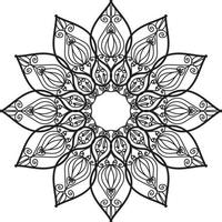 schattig lineart bloem indisch patroon zwart-wit caleidoscoop vector