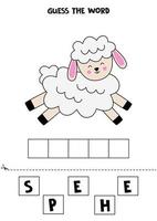 spelling spel voor kinderen. schattige cartoon schapen. vector