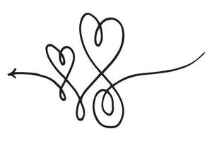 handgetekende verfrommelde grunge hart doodles met dunne lijnen, scheidingslijn vorm. geïsoleerd op een witte achtergrond. vector illustratie