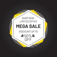 mega sale banner ontwerpsjabloon en speciale aanbieding vector