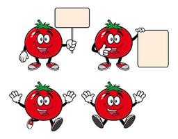 set collectie lachende tomaat stripfiguur mascotte. vectorillustratie geïsoleerd op een witte achtergrond vector