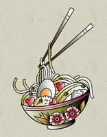 ramen japanse soep vector