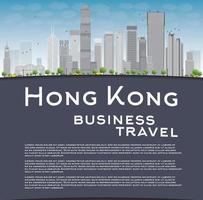 hong kong skyline met blauwe lucht, taxi en kopieer ruimte. vector