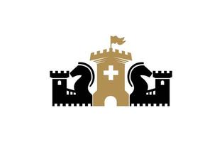 zwart en goud eenvoudig vectorlogo met kasteel vector