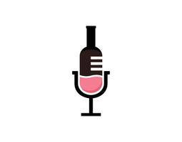 fles wijn en podcast logo pictogram symbool ontwerpen vector