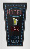 retro bord met blauwe lichten en het woord hotel op bar vector
