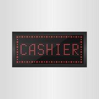 glanzende retro led-lichtbanner kassier sign.vector vector