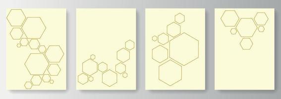 set verzameling gele en witte achtergronden met geometrisch patroon van zeshoeken vector