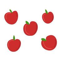een set rode rijpe appels in de doodle-stijl. vector