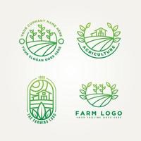 set van boerderij minimalistische lijntekeningen embleem pictogram logo vector