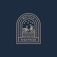 nachtrit fiets minimalistische lijntekeningen badge logo vector